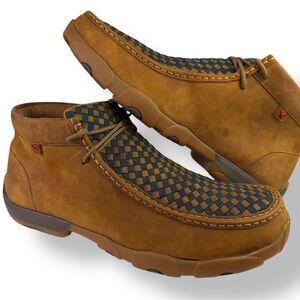 Twisted X Chukka Driving Mocs Boots Casual Brown Tan Woven Leather Men’s 13 M